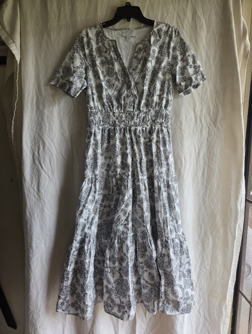 Ann Taylor Weekend Maxi Dress Size 6 Floral Cottage Core Picnic 100% Cotton